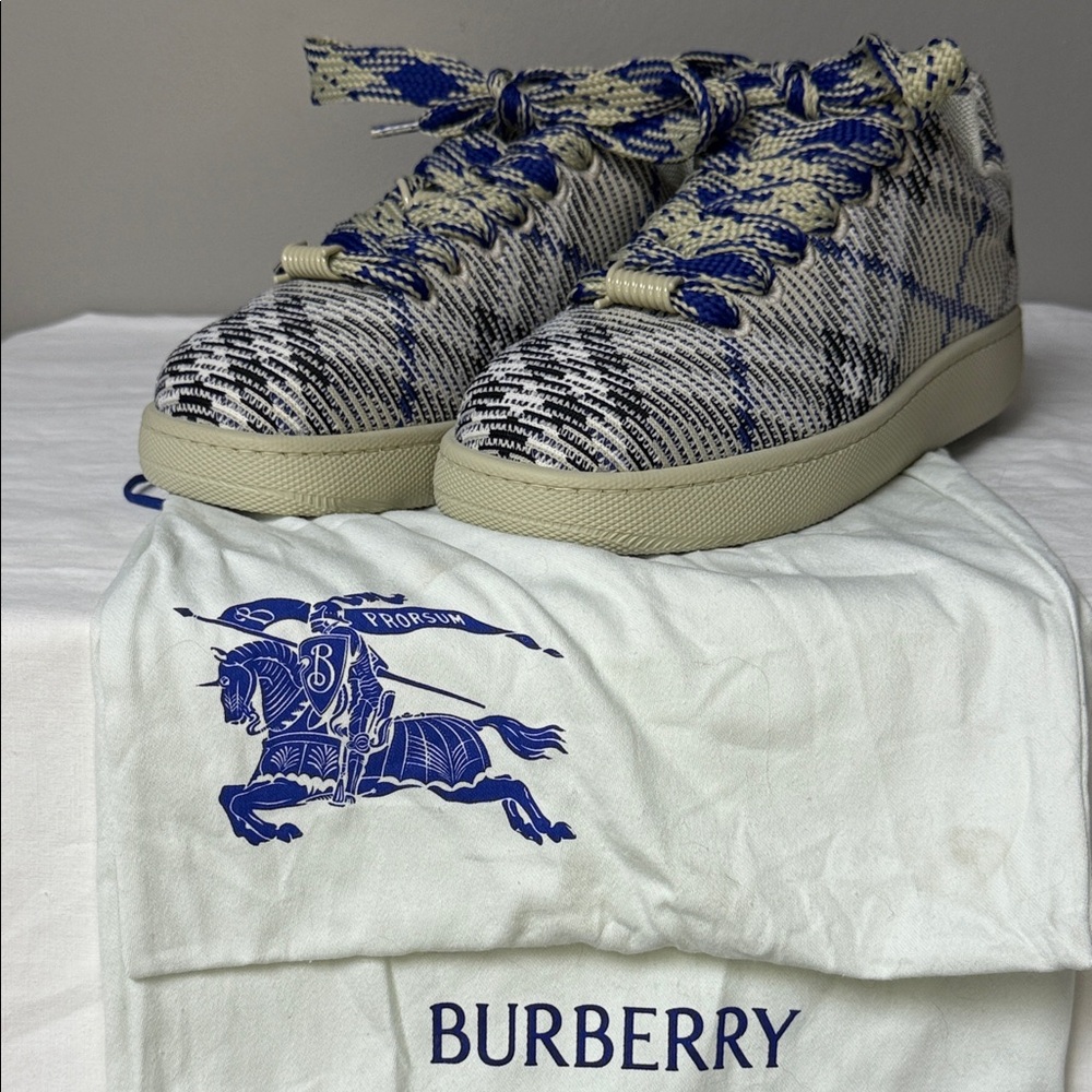 Burberry Check Knit Box Sneakers – Sz 43 / US 10 – NWT w/ Dustbags – Retail $890
